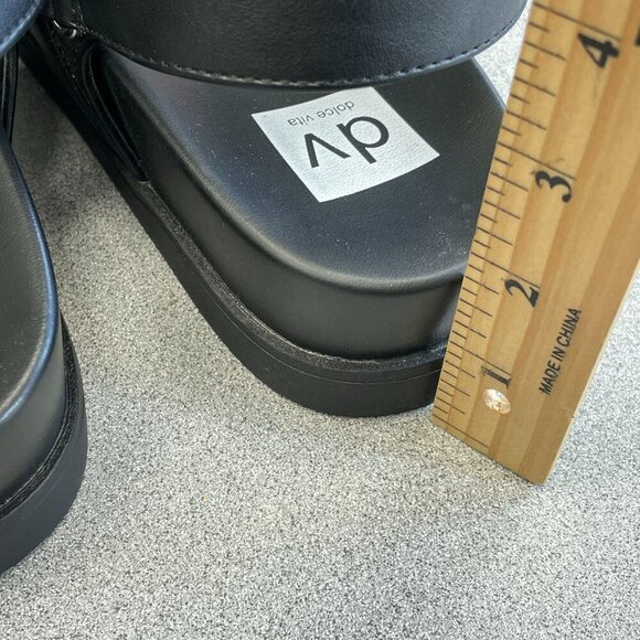 NEW Dolce Vita Argyle Black Platform Sandals Women's Size 10 - Picture 4 of 7